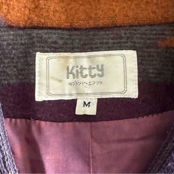 Vintage Southwestern Aztec Style Blanket Coat wool toggle buttons pockets Medium - Picture 7 of 9